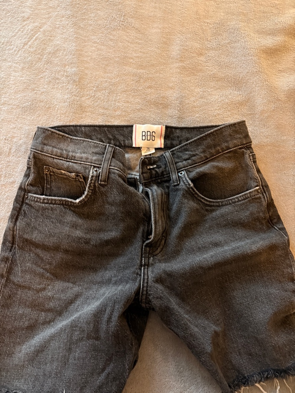 BDG Washed Black High-Rise Denim Shorts